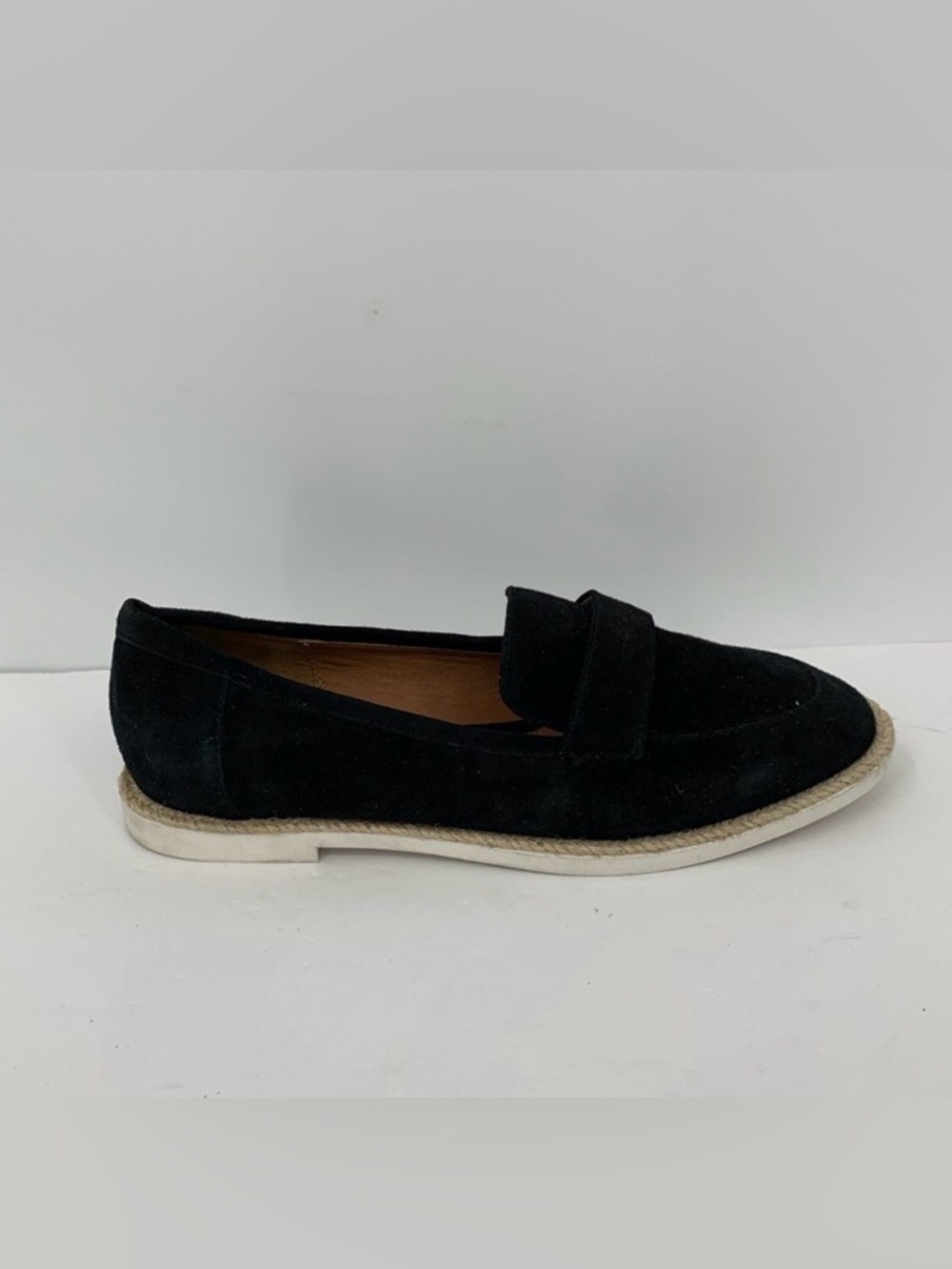 Caslon slip-on suede loafers shoe black white women espadrille jute trim 8.5